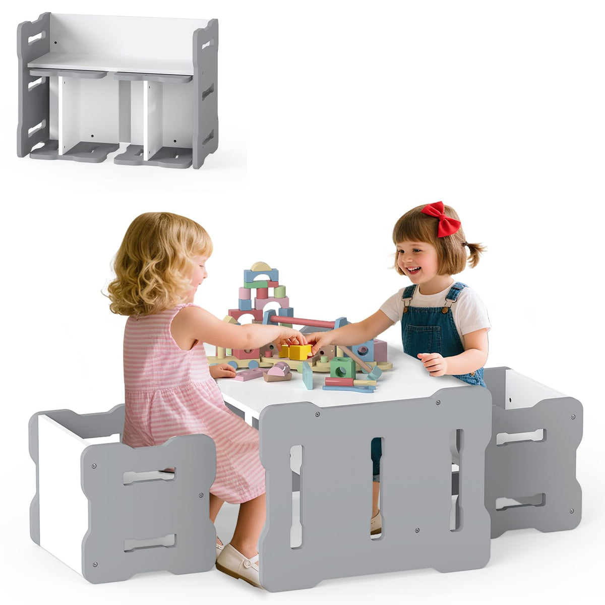Costzon Kids Table and Chairs All in One Wooden Activity Desk Set – costzon