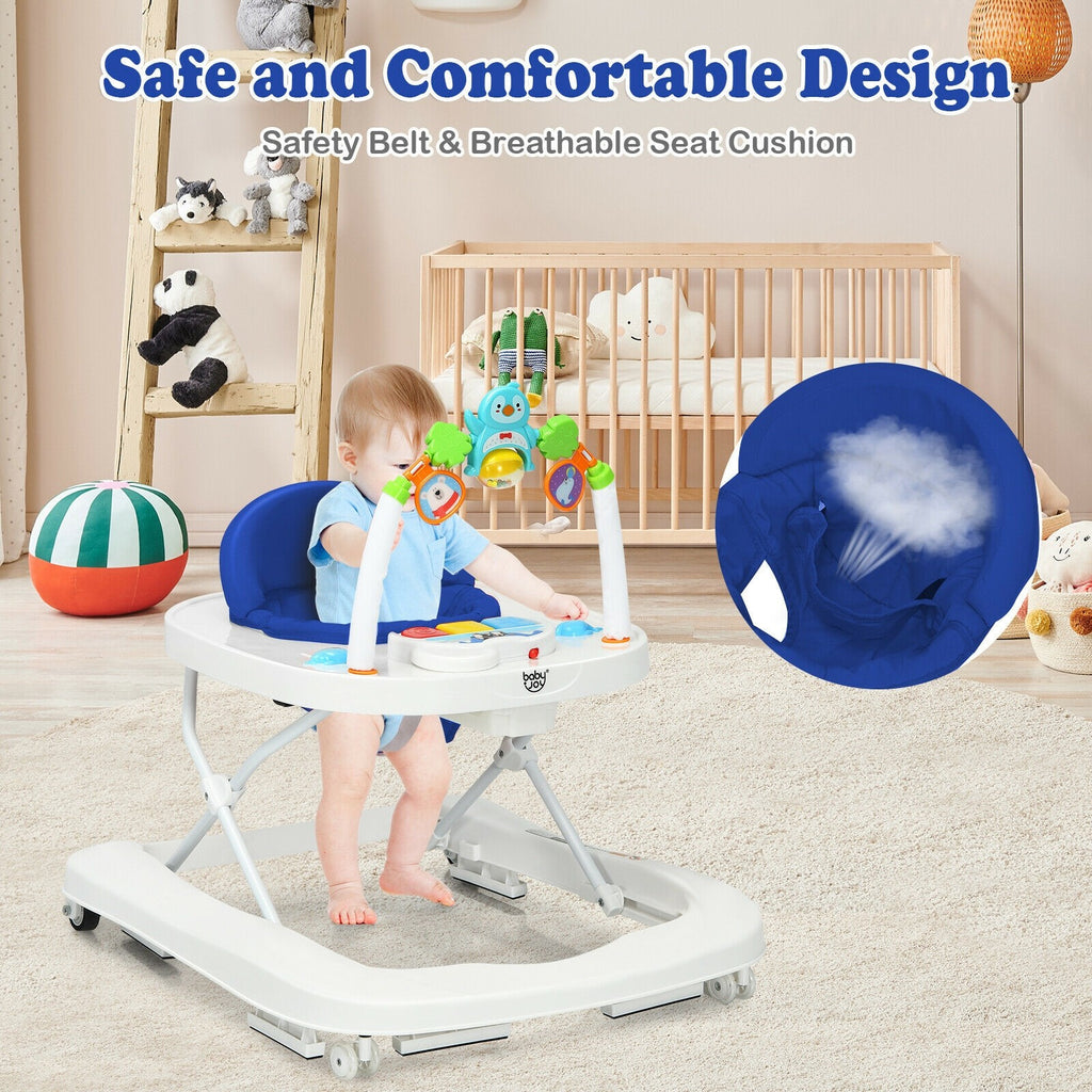 BABY JOY Baby Walker, 2 in 1 Foldable Activity Behind Walker with Adjustable Height & Speed - costzon