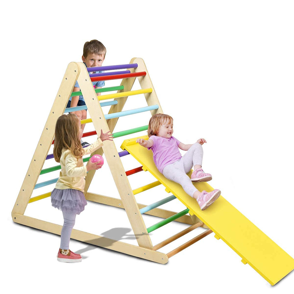  3 in 1 Toddler Wooden Activity Climber for Sliding & Climbing - Costzon