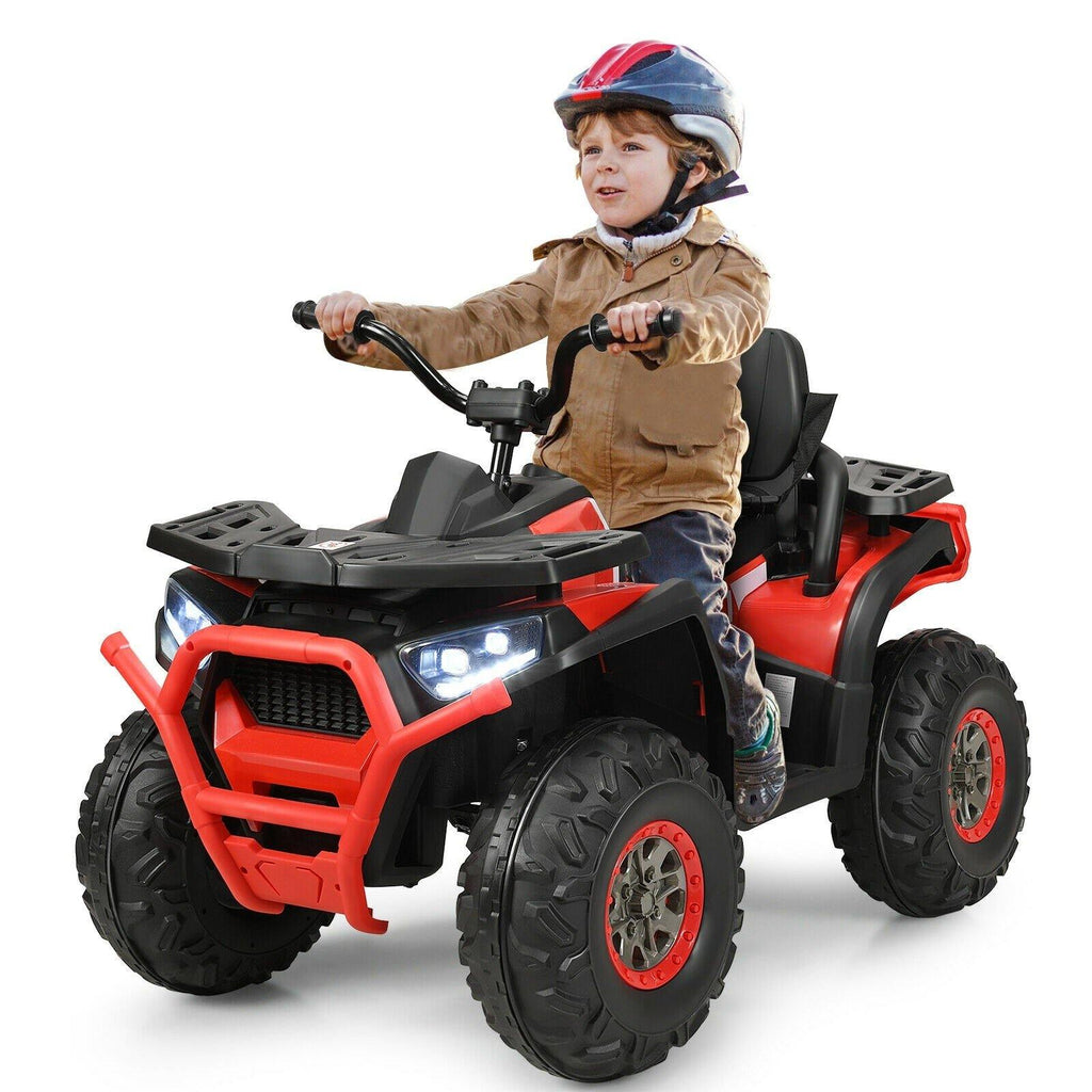 Costzon Ride on ATV, 12V Battery Powered Electric Vehicle w/ Safety Belt, LED Lights - costzon