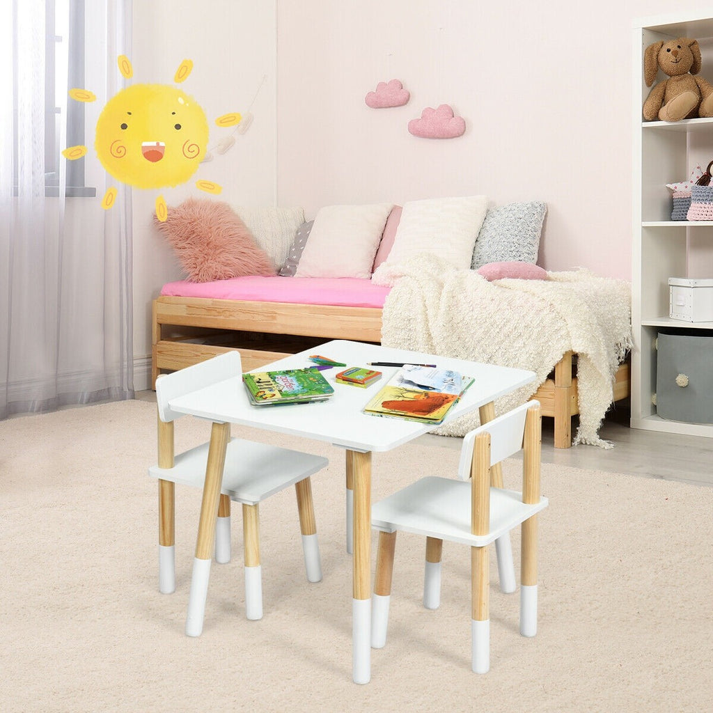 Costzon Kids Table and Chair Set, Wooden Table Furniture for Toddler Drawing Reading Arts Crafts Snack Time - costzon