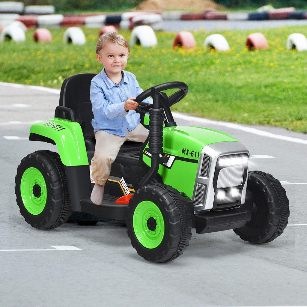 Costzon 12V Kids Ride On Tractor with Trailer, Battery Powered Electric Vehicle Toy Car (Green) - costzon