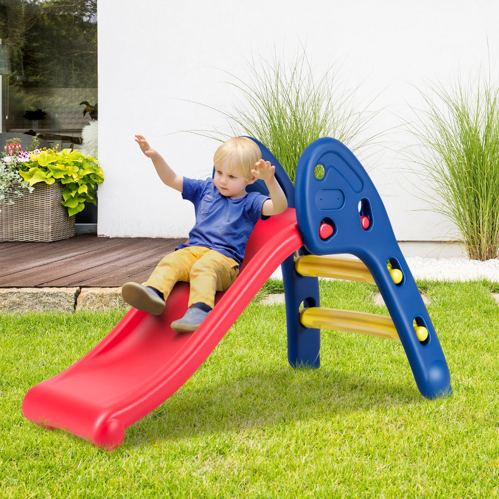 Joy Folding Slide, Indoor First Slide Plastic Play Slide Climber Kids (Ellipse Rail) - costzon