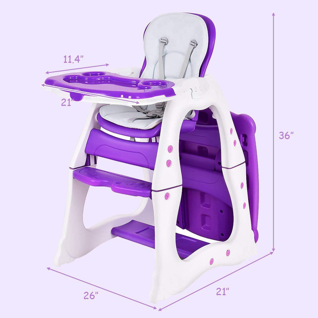 Baby High Chair, 3 in 1 Infant Table and Chair Set - costzon