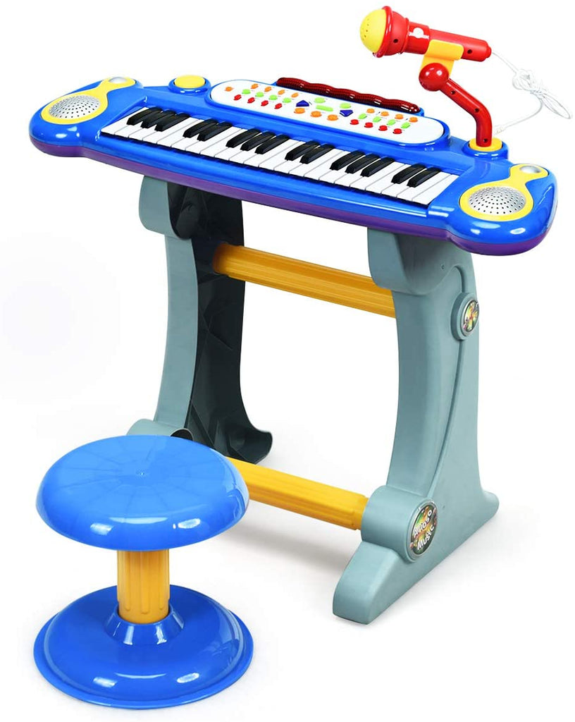 Costzon Electronic Keyboard 37-Key Piano, Musical Piano w/Record and Playback for Kids, Working Microphone & Stool - costzon