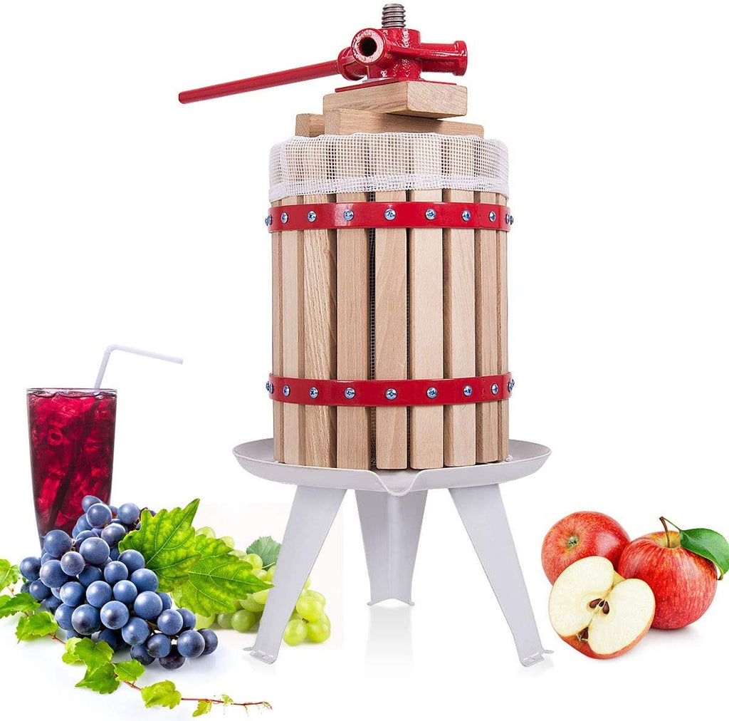 Fruit and Wine Press, 1.6 Gallon /6 Liter Solid Wood Basket - costzon