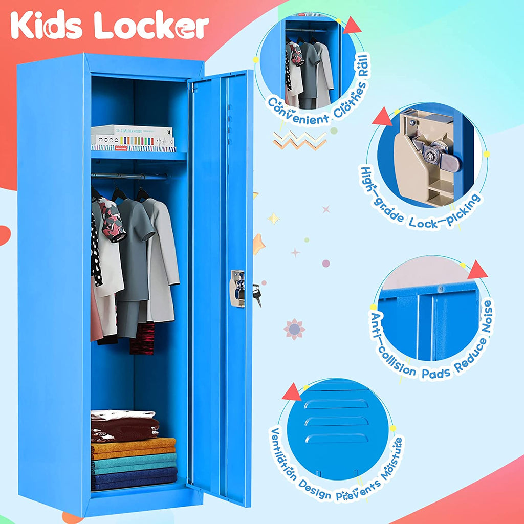 Costzon 48" Kids Metal Storage Locker, Single Tier Metal Locker - costzon