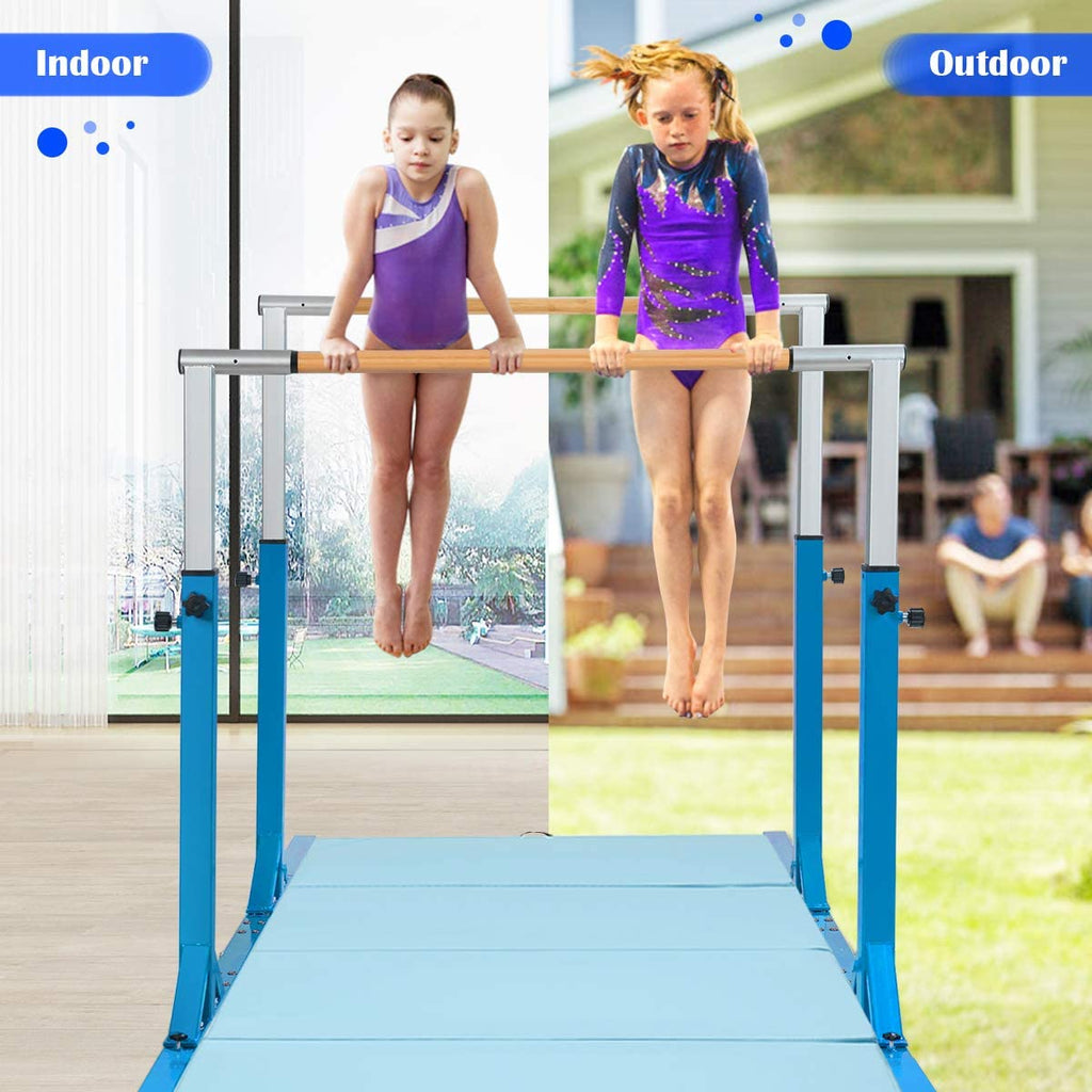 Costzon Double Horizontal Bars, Junior Gymnastic Training Parallel Bars w/11-Level 38-55" Adjustable Heights, 264lbs - costzon
