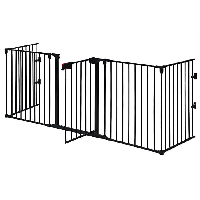 115 Inch Length 5 Panel Adjustable Wide Fireplace Fence - Costzon