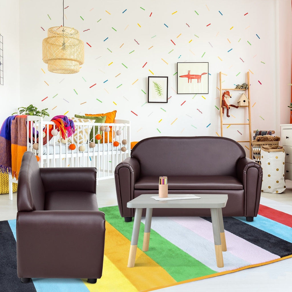 Kids Sofa, Double Seat Children's Sofa w/Under Seat Storage - costzon