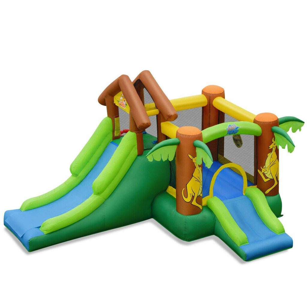 BOUNTECH Inflatable Bounce House, Jungle Jumping Bouncer w/ Double Slides (Without Blower) - costzon