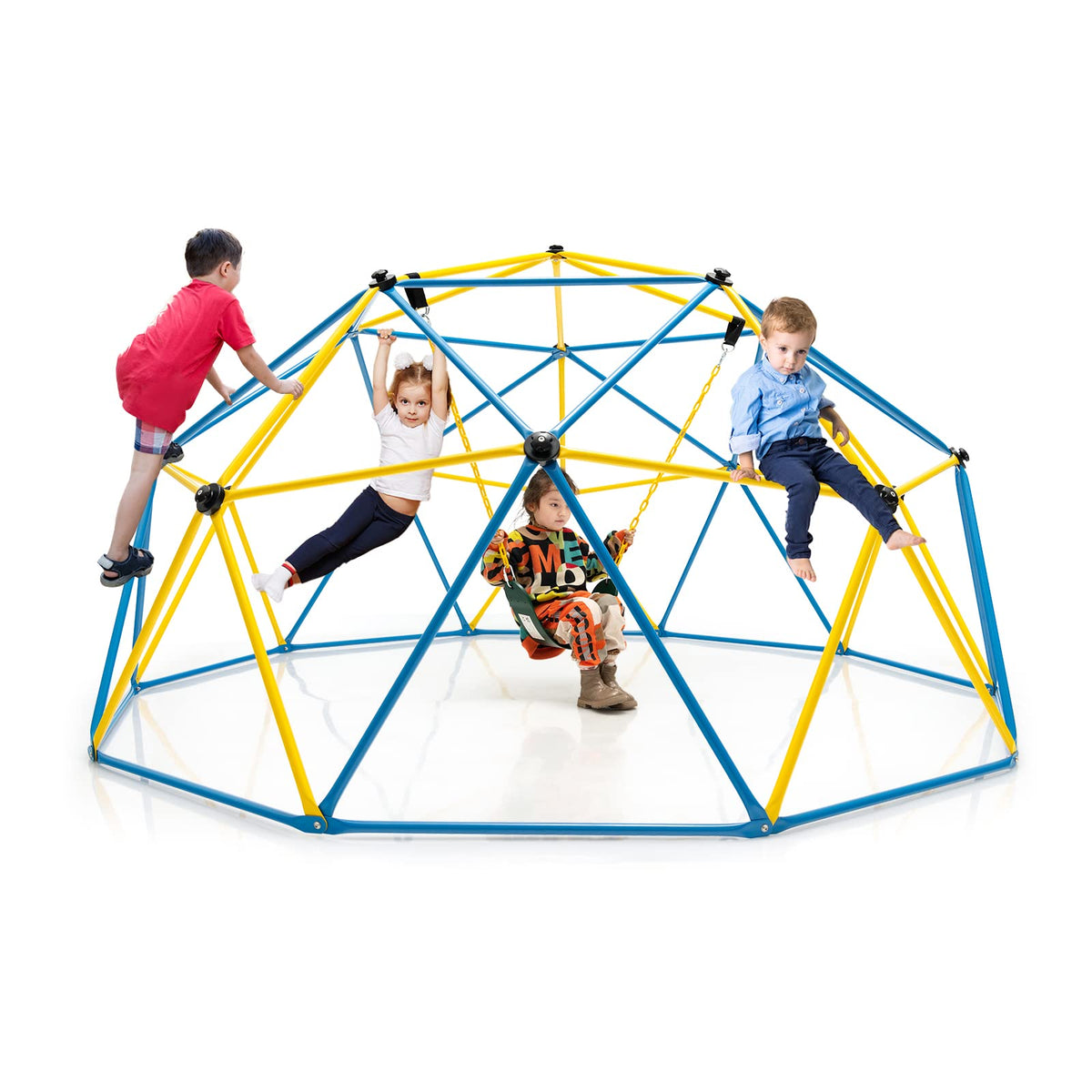 Costzon Climbing Dome with Swing, 10FT Outdoor Jungle Gym Monkey Bar C
