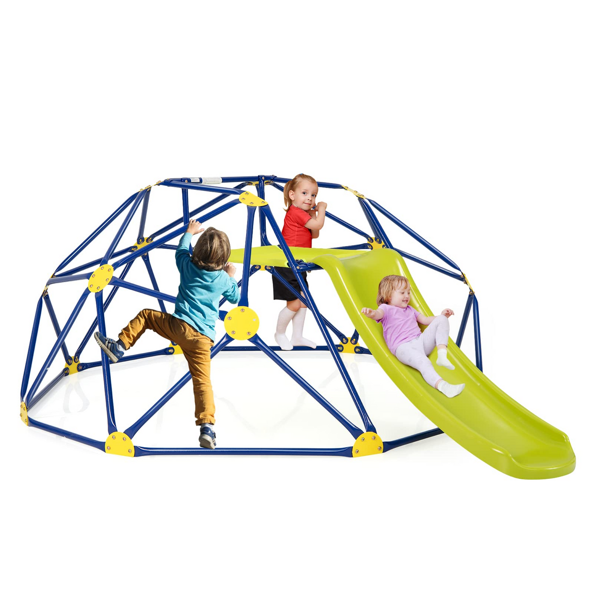 Costzon Climbing Dome with Slide, 2 in 1 Outdoor Jungle Gym Monkey Bar
