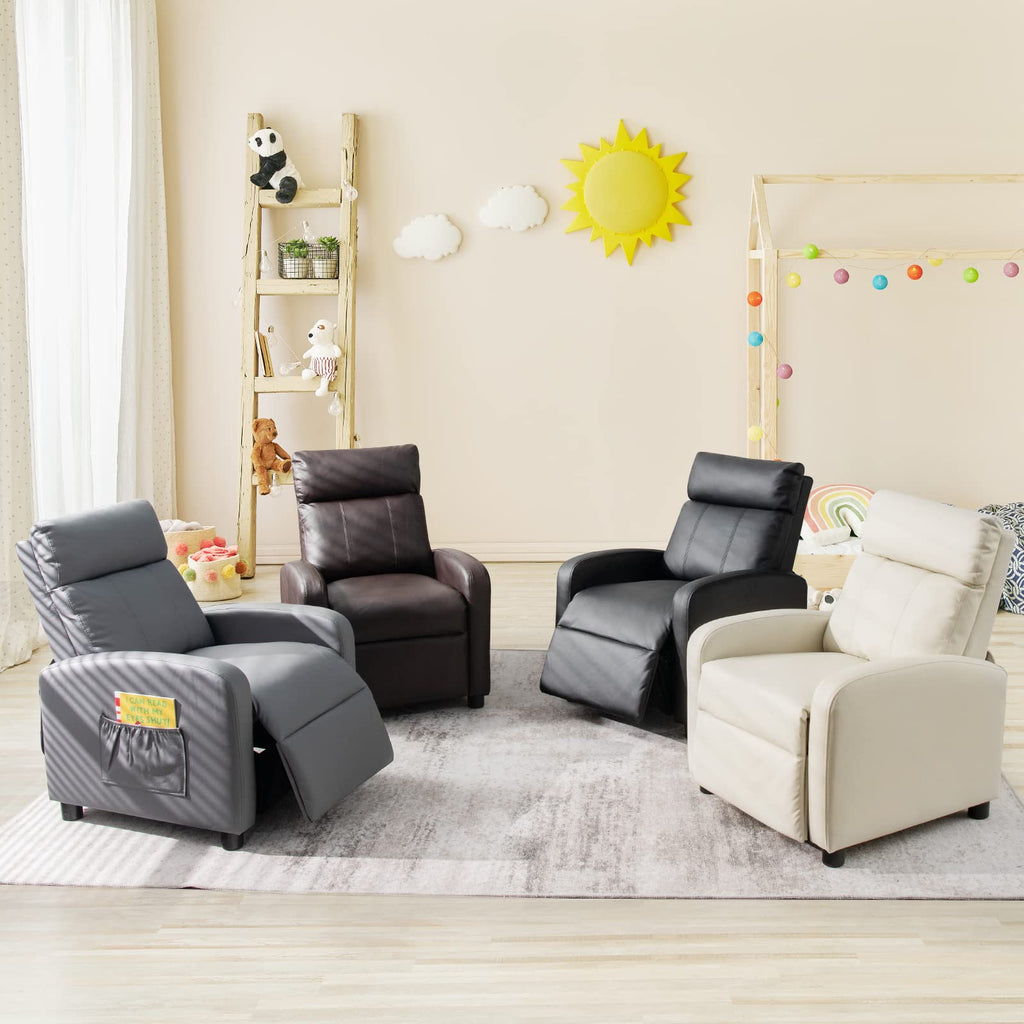 Kids Recliner, Adjustable PU Leather Lounge Chair - Costzon