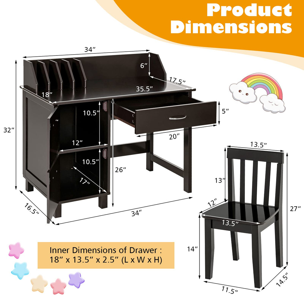 Kids Desk and Chair Set - Costzon