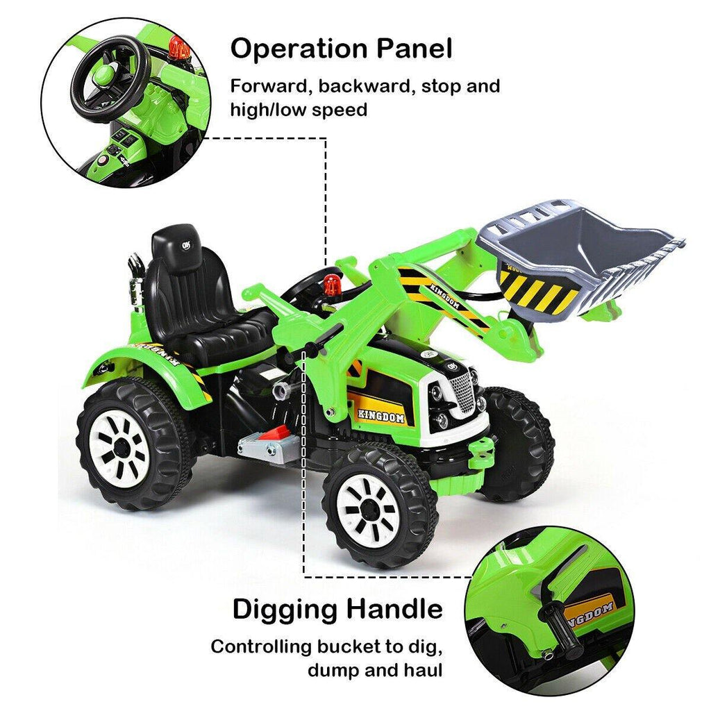Costzon 12V Battery Powered Kids Ride On Excavator, Electric Truck with High/Low Speed (Green) - costzon