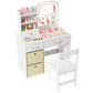Costzon Kids Vanity Set with Lights, Princess Vanity Desk Set with 2-Color LED Lighted Acrylic Mirror