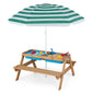 Costzon Kids Picnic Table, 3 in 1 Sand & Water Table w/Height Adjustable Umbrella, Removable Tabletop