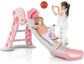 BABY JOY Toddler Slide, 3 in 1 Folding Baby Slide Climber Playset, Freestanding Slide with Long Slipping Slope