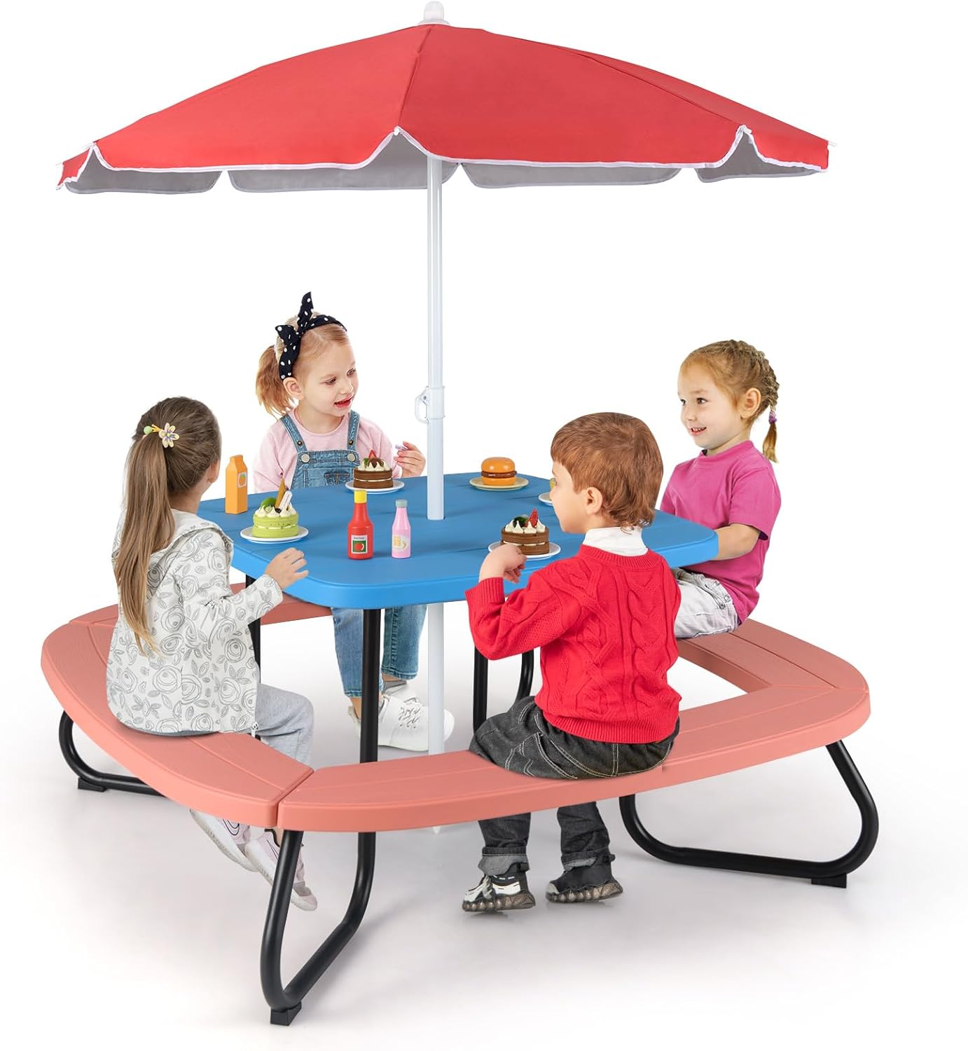 Costzon 8 Person Kids Outdoor Table and Chairs with Foldable & Adjusta – costzon