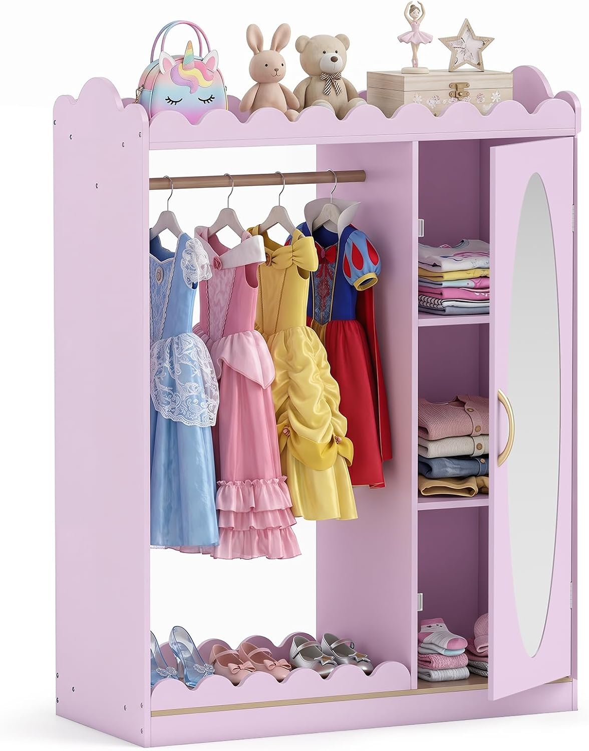 princess dress closet Costzon Kids Up Storage with Mirror believe toys and a Sizes:16/18 dreaming of new böhme link:cleo-applique-sleeveless-midi-dress-vanilla