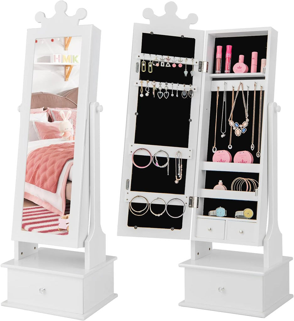 45" Standing Jewelry Organizer with Full-Length Mirror - Costzon