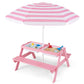 Costzon Kids Picnic Table, 3 in 1 Sand & Water Table w/Height Adjustable Umbrella, Removable Tabletop