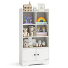 Costzon Kids Toy Storage Cabinet, Tall Bookcase with 5 Cubbies and 2 Doors