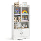 Costzon Kids Toy Storage Cabinet, Tall Bookcase with 5 Cubbies and 2 Doors