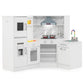 Costzon Corner Kids Wooden Play Kitchen, Pretend Playset with Steam and Lights