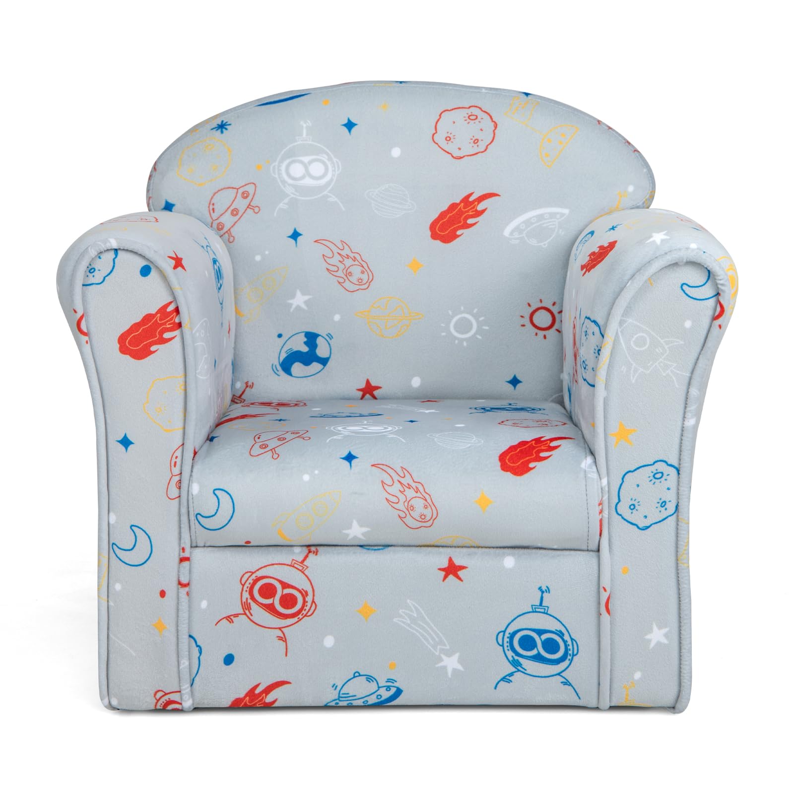 Ulax Kids Recliner Chair - Velvet, Adjustable Backrest & Footrest, With Storage Arms & Side Pockets