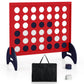 Costzon Giant 4-in-a-Row Game Set, Wooden Jumbo 4-to-Score Game w/ 42 PCS Chips & 600D Oxford Fabric Carrying Bag
