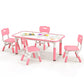 Costzon Kids Table and 4 Chair Set, Height Adjustable Toddler Desk and Chairs, Children Art Study Multi-Activity Table Set