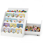 Costzon 2-in-1 Kids Bookshelf 4 Tier Book Shelf Flip-Open Top