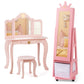 Costzon Kids Vanity & Jewelry Armoire Cabinet, Kids Vanity Table and Chair Set