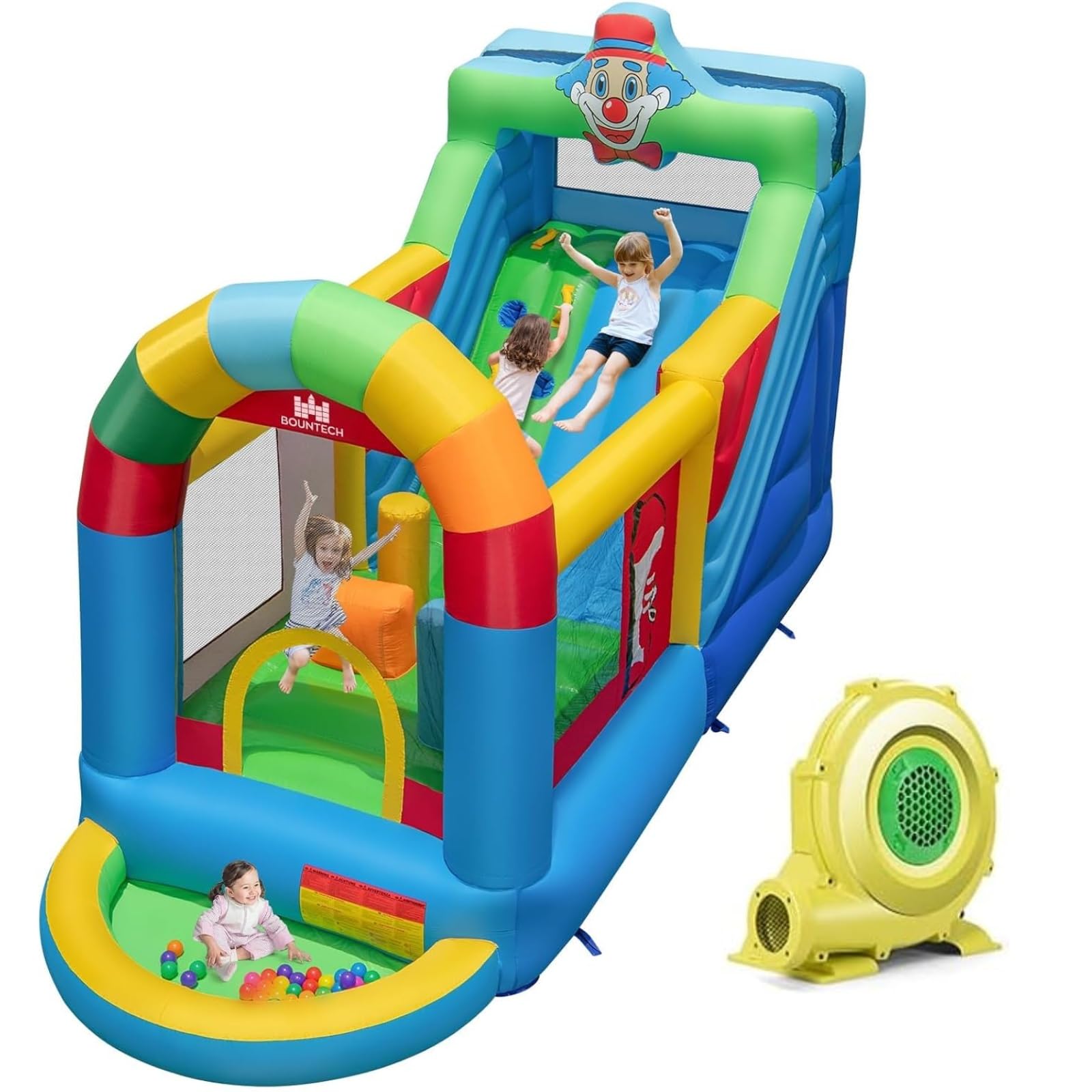 Costzon Kids Inflatable Bounce House With Basketball Hoop - Indoor Outdoor Play Castle Jumping Toy