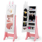 Costzon Kids Jewelry Armoire Cabinet, 45" Standing Jewelry Organizer with Full-Length Mirror