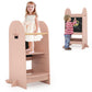 Costzon Toddler Tower, Adjustable Kids Kitchen Step Stool with Double-Sided Chalkboard