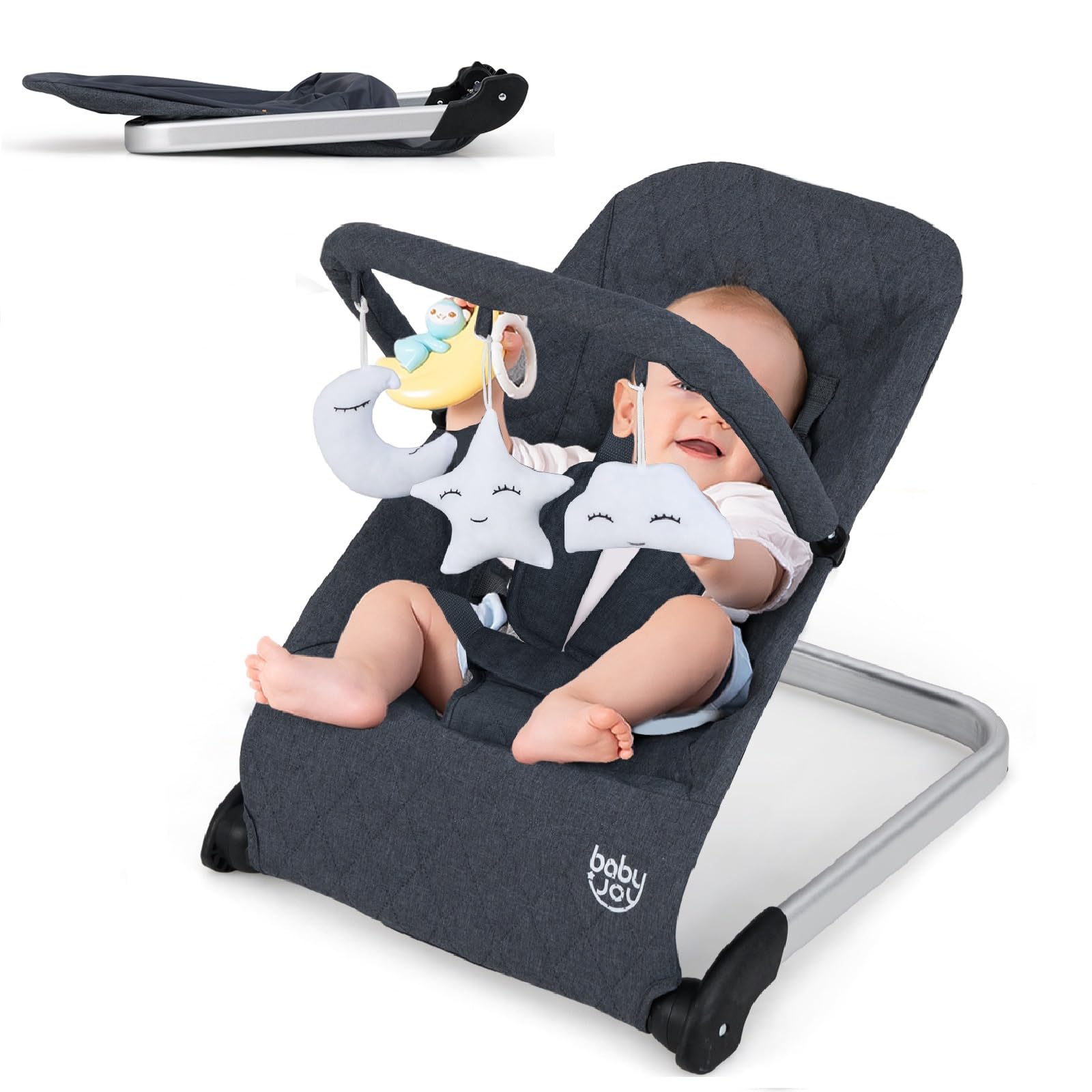 thumbnail image 2 of Orzbow 2-in-1 Baby Bouncer & Rocker Seat - 3 Recline Positions, Removable Play Bar, Foldable (0-30 Months, Up To 40 Lbs) 2 of 12
