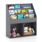 Costzon Kids Bookshelf, Wooden Toy Storage Cabinet Organizer Holder w/Shelves & 2 Large Cubes