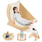 Costzon Kids Wooden Arch Rocker with Cushion, 6-in-1 Montessori Climbing Toys for Toddlers, Children Indoor Sensory Table