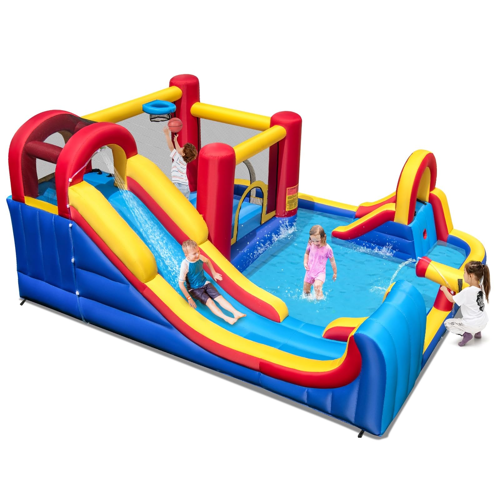 Bounce Ho BOUNTECH Inflatable Water Slide, 7 in 1 Mega Waterslide Park Bounce Ho ...