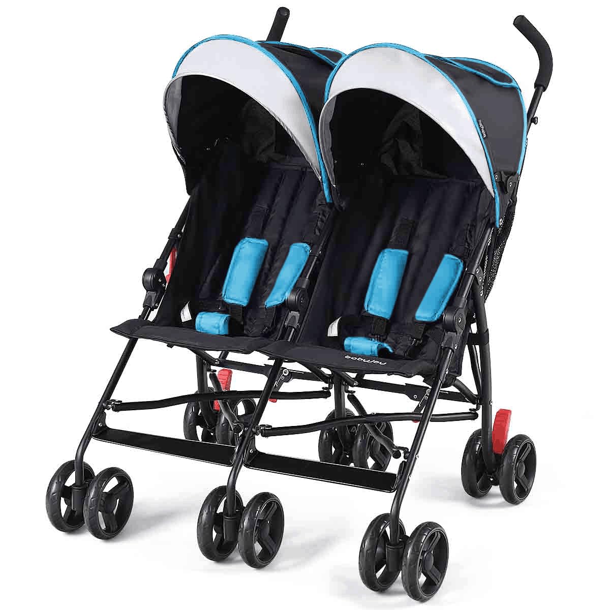 umbrella stroller 60 lbs BABY JOY Double Light-Weight Stroller, Travel Foldable Design, Twin Um – costzon