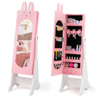 Costzon Kids Jewelry Armoire Cabinet, 45" Standing Jewelry Organizer with Full-Length Mirror