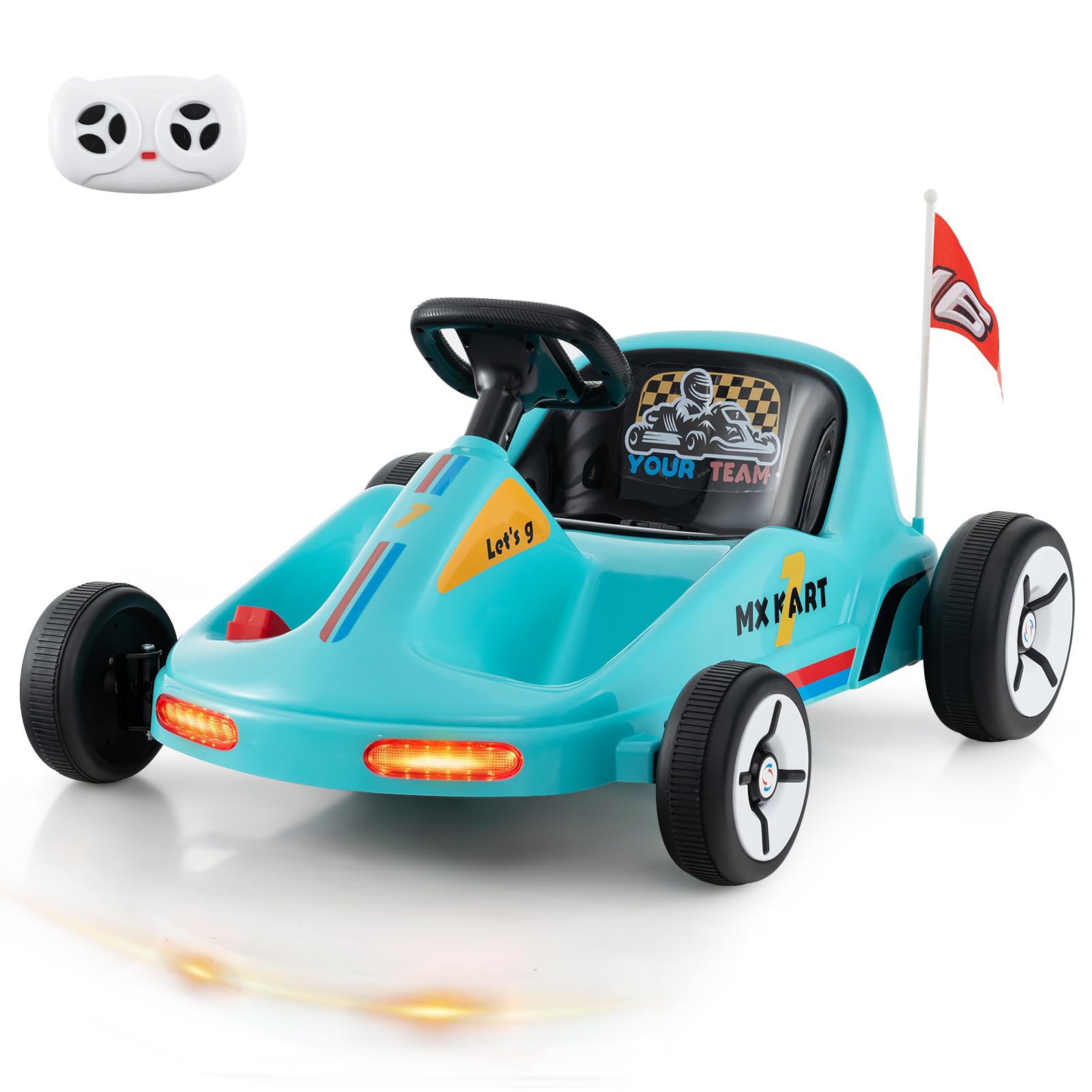 thumbnail image 2 of HONEY JOY Electric Ride On Go Kart, Battery Powered F1 Racing Car W/Light & Music, Spring Suspension, USB Port, High/Low Speed, 12V Electric Vehicle For Kids, Ride On Car With Remote 2 of 10