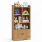 Costzon Kids Toy Storage Cabinet, Tall Bookcase with 5 Cubbies and 2 Doors
