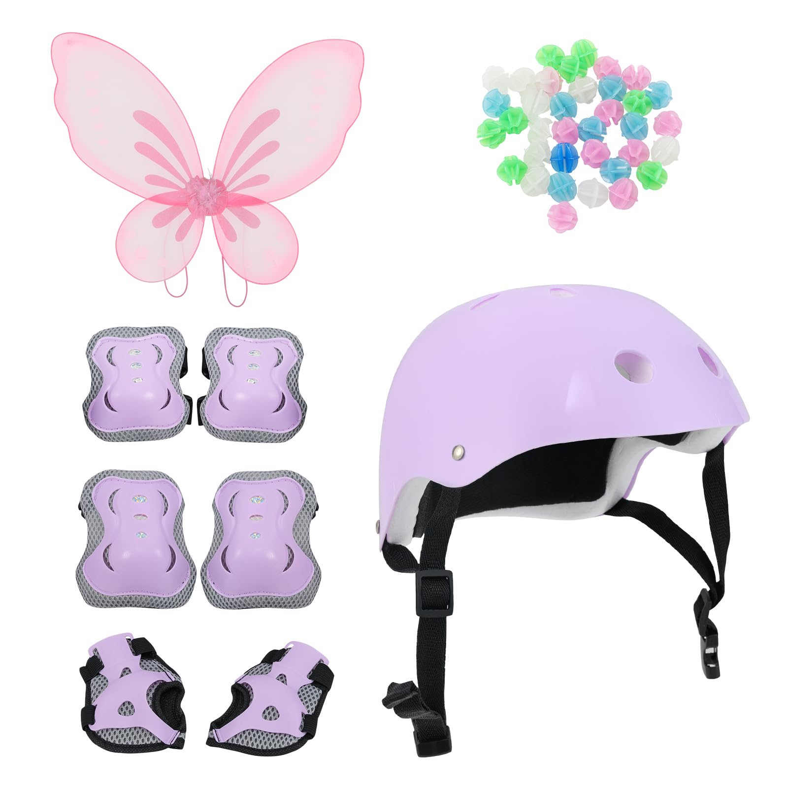 baby helmet for bike riding BABY JOY Kids Helmet Set, 6 in 1 Toddler Riding Equipment with Bike Helmet, Knee Elbow Wrist Pads, Spoke Beads