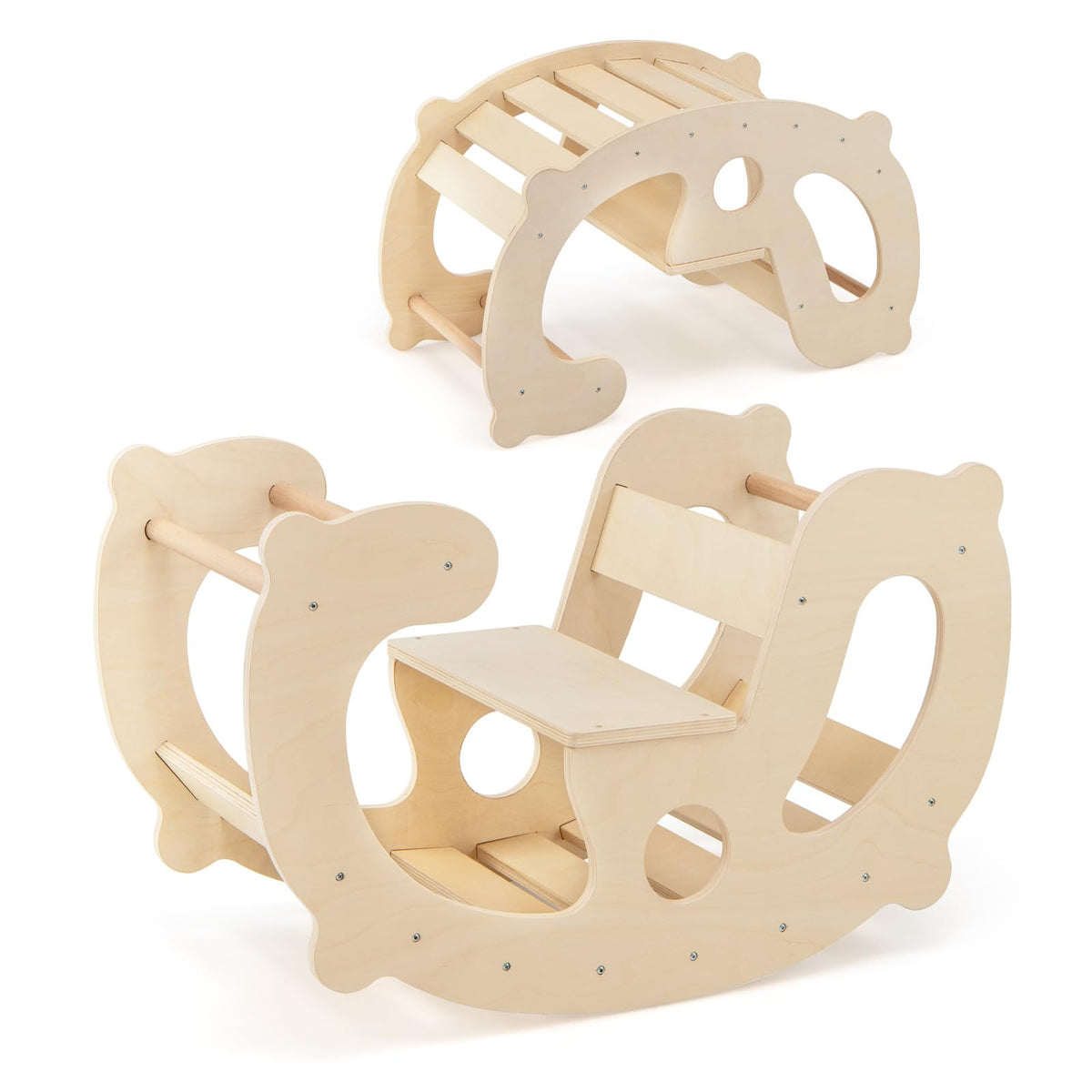 Prima Rocker Toy Costzon Wooden Arch Rocker, 2-in-1 Montessori Rocking Toys for Toddler ...