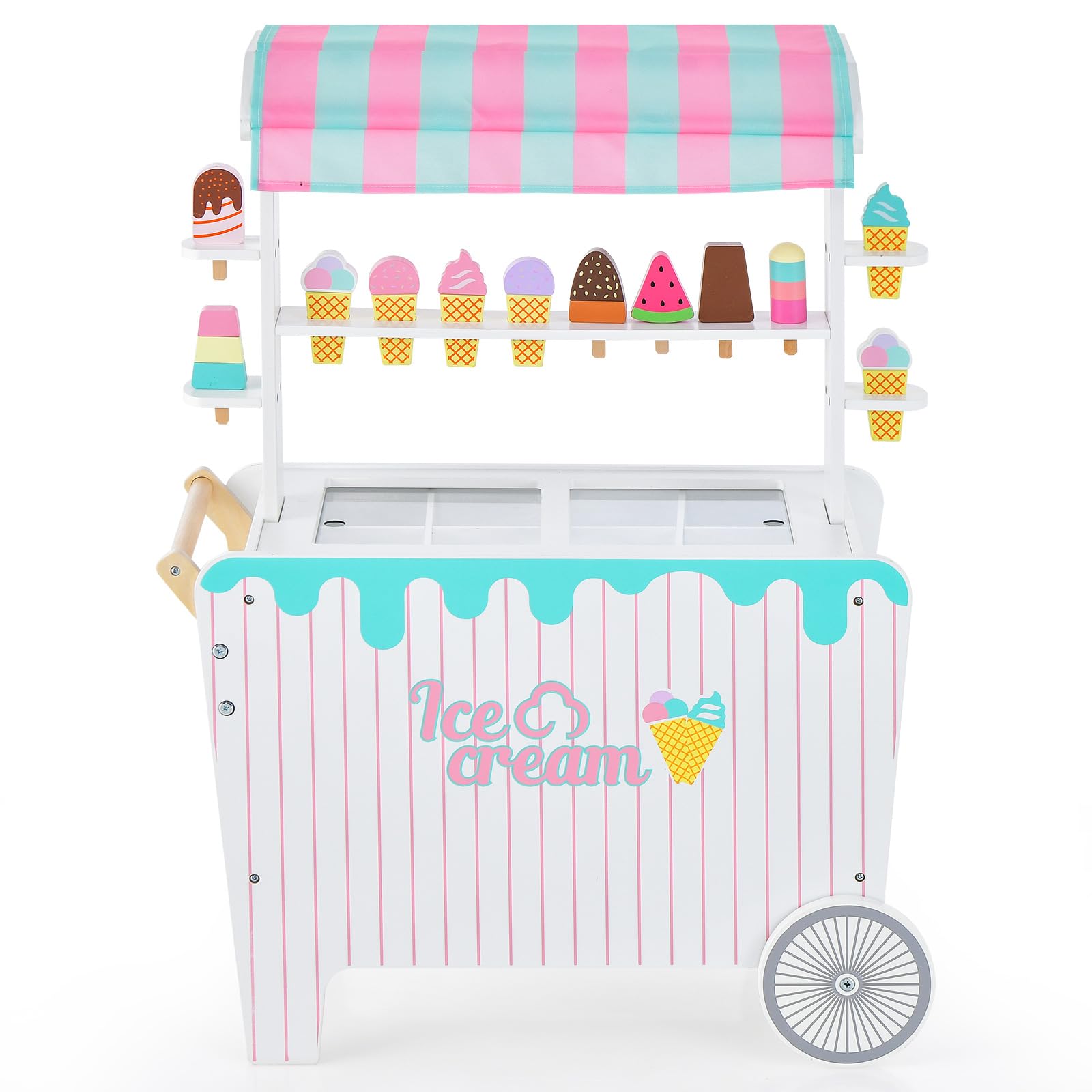 Kids wooden ice cream cart shop