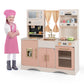 Costzon Kids Kitchen Playset, Wooden Pretend Play Kitchen, Toy Kitchen for Toddler Ages 3+